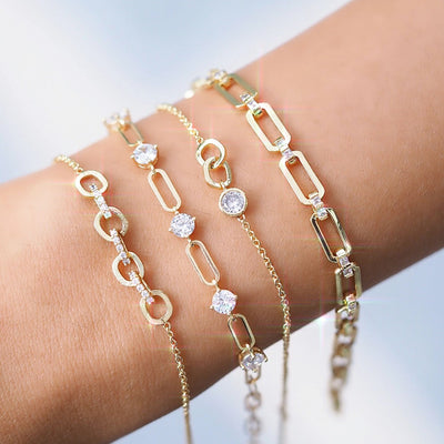 Bezel Set CZ Double Link Bracelet