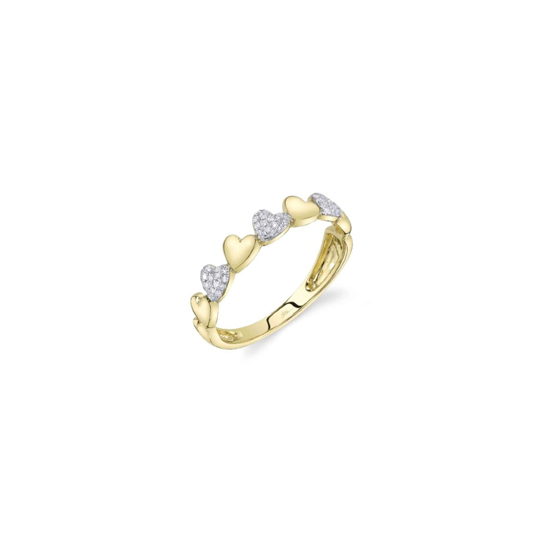 Shy Creation Alternating Diamond Heart Ring