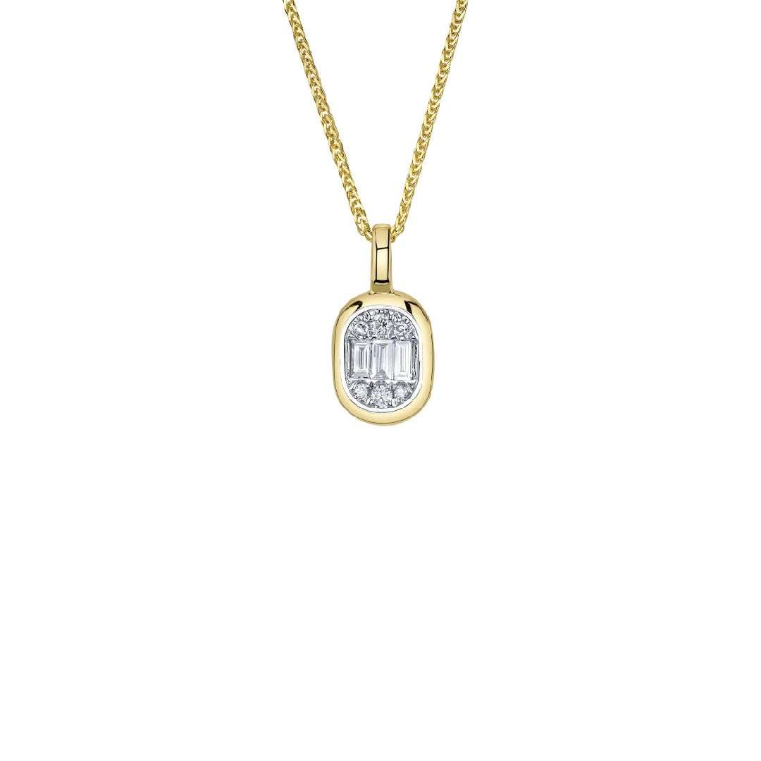 Shy Creation Baguette Diamond Chopin Chain Necklace