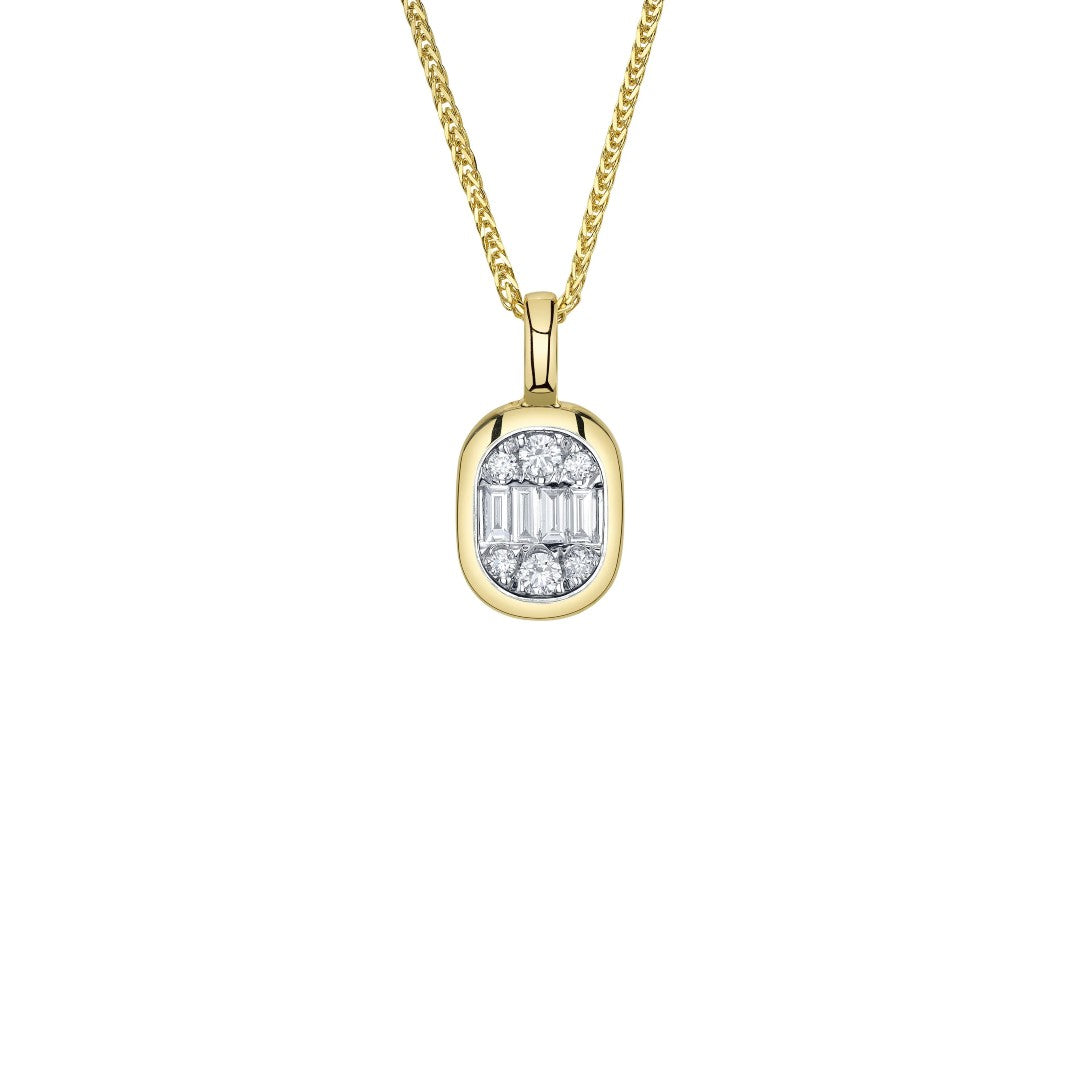 Shy Creation Baguette Diamond Chopin Chain Necklace