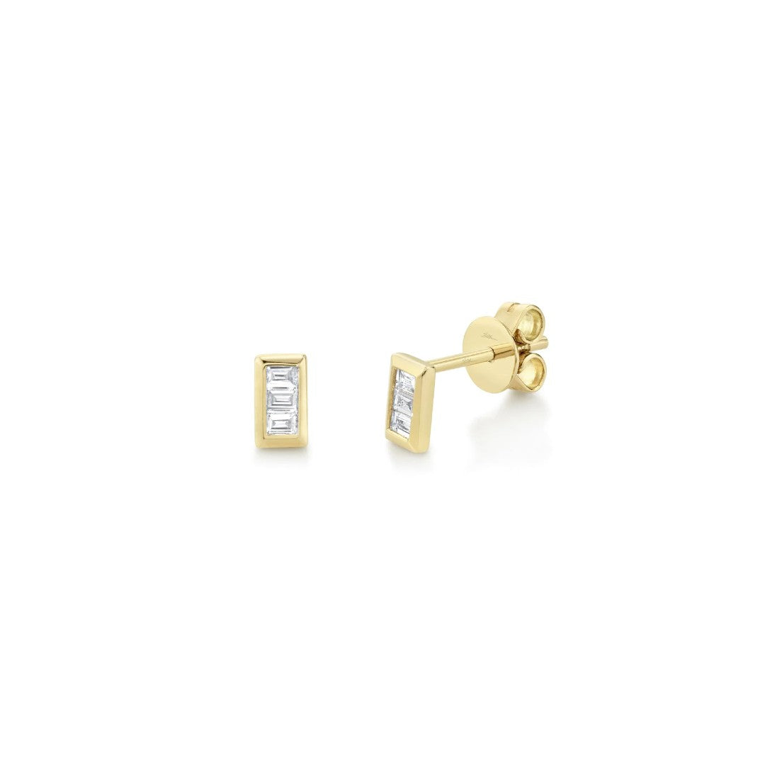 Shy Creation Baguette Diamond Stud Earrings