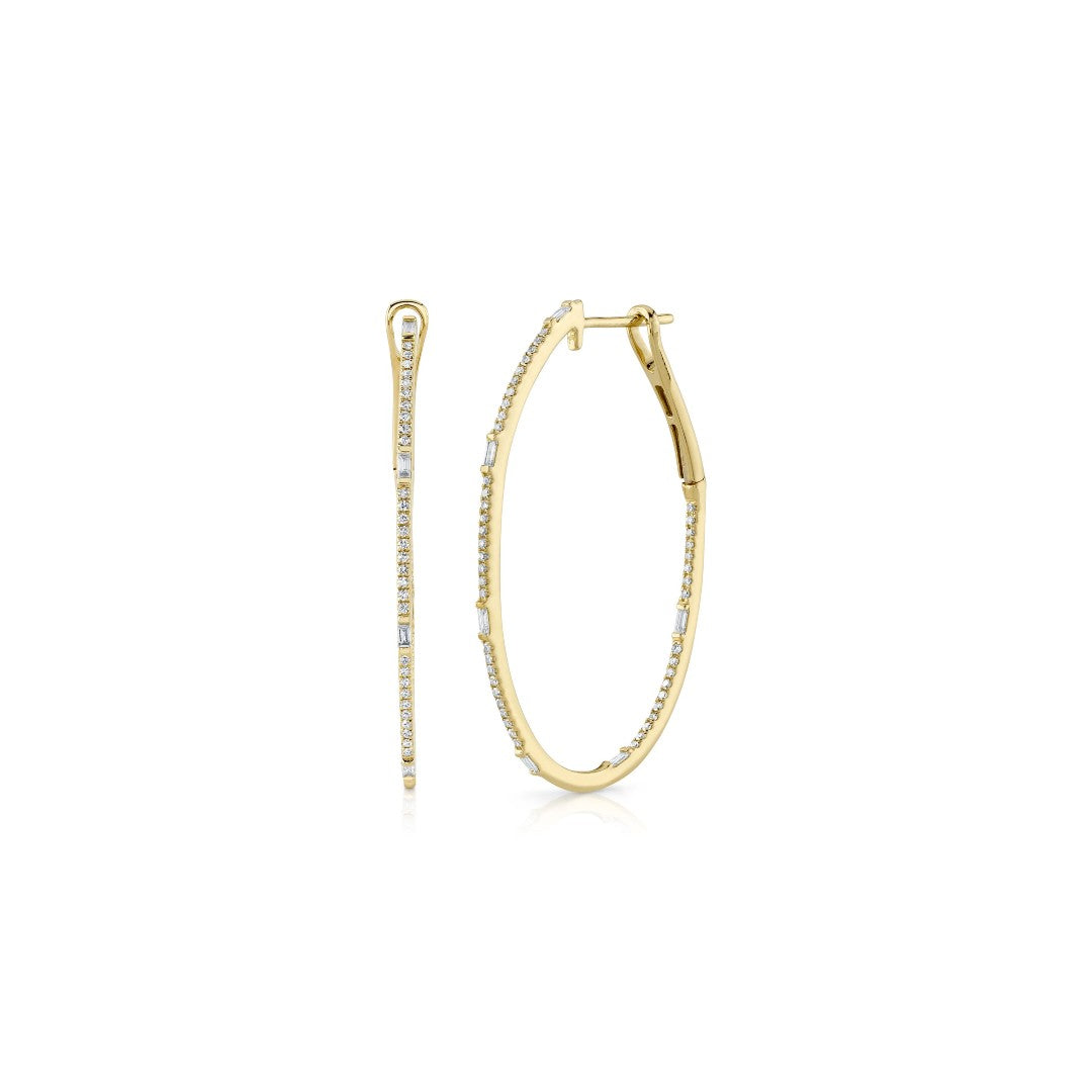 Shy Creation Baguette Oval Diamond Hoops