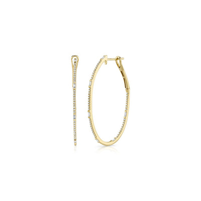 Shy Creation Baguette Oval Diamond Hoops