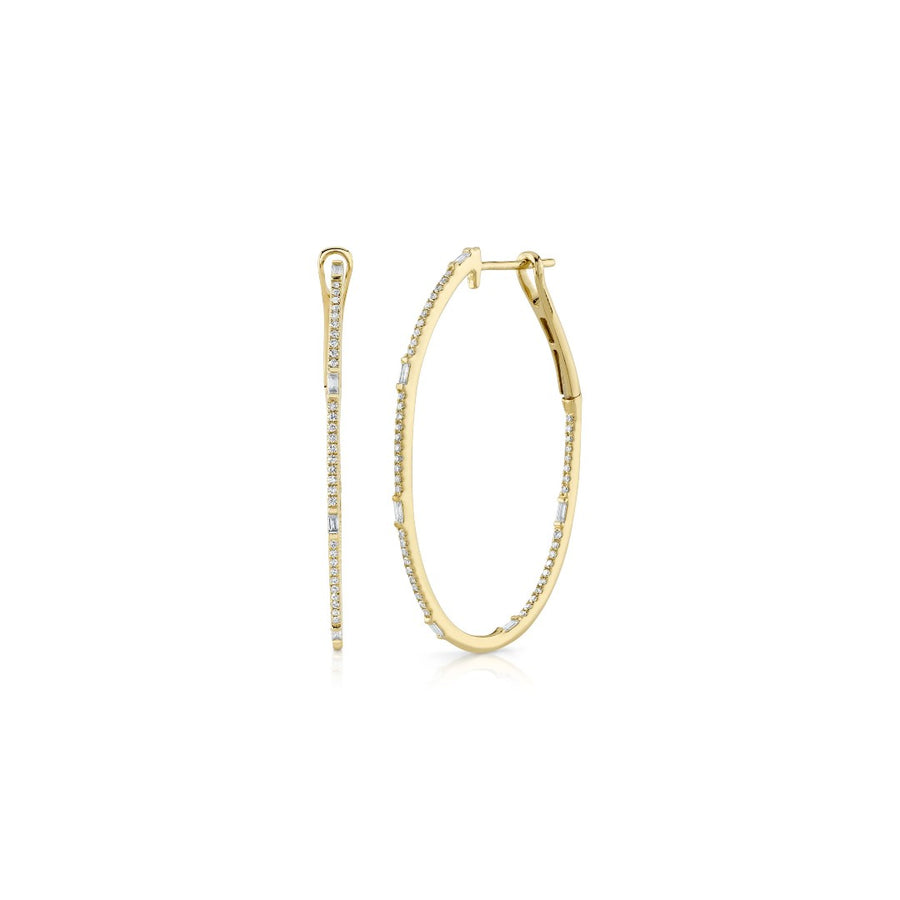 Shy Creation Baguette Oval Diamond Hoops