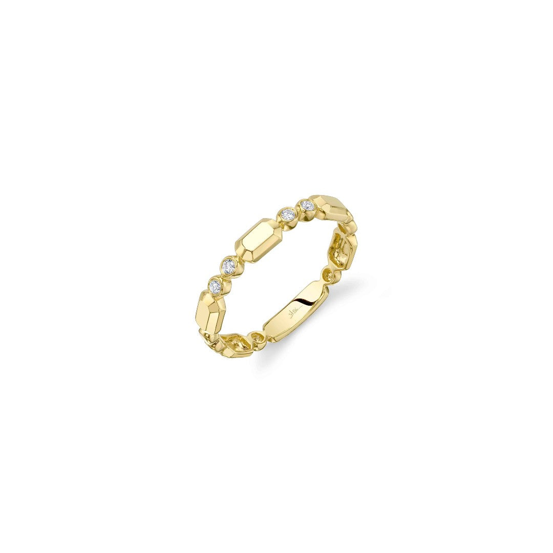 Shy Creation Bezel Diamond Geo Cut Ring