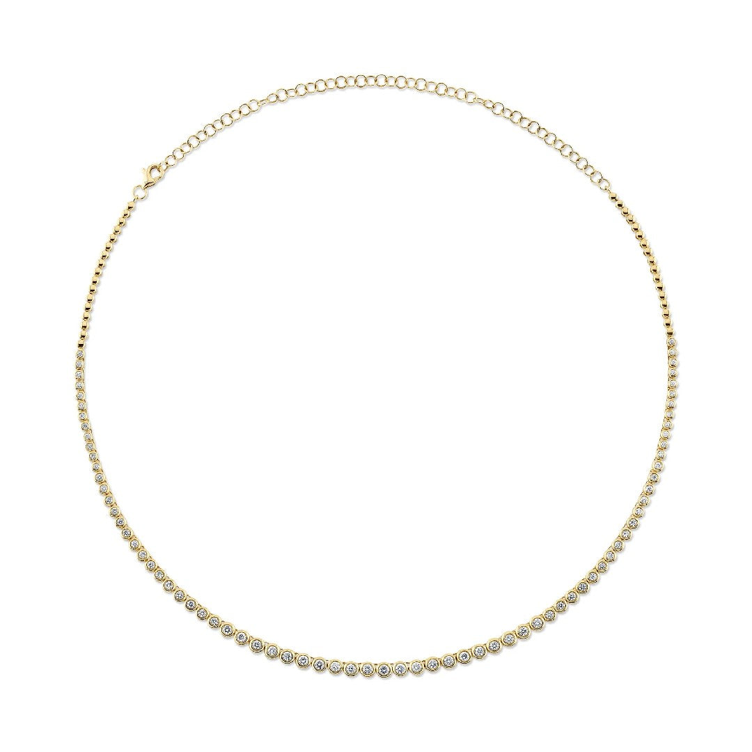 Shy Creation Bezel Diamond Tennis Necklace