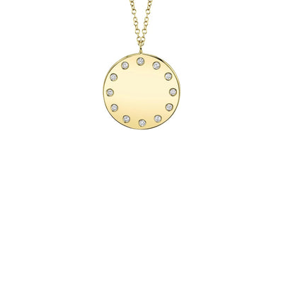 Shy Creation Burnished Diamond Disc Necklace