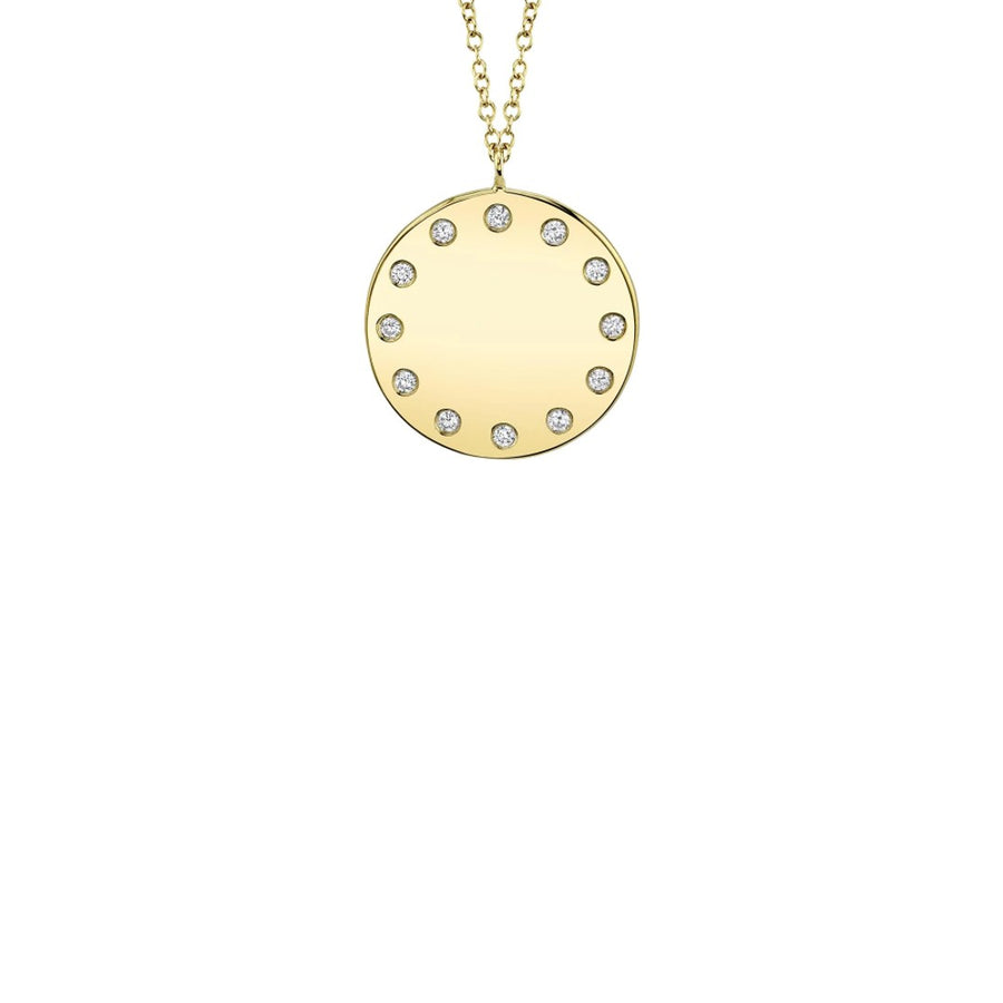 Shy Creation Burnished Diamond Disc Necklace