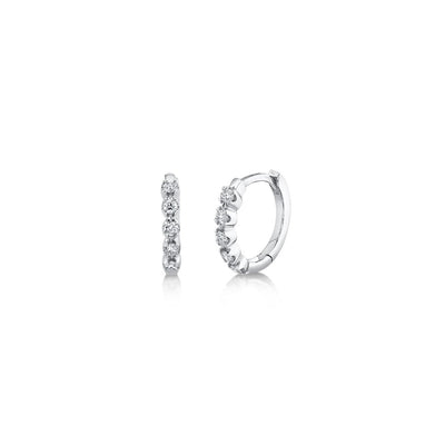 Shy Creation Crown Setting Diamond Huggie Hoops