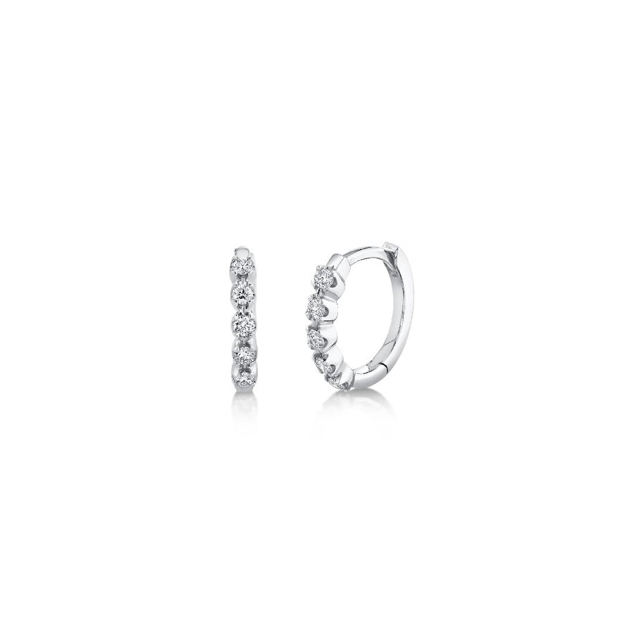 Shy Creation Crown Setting Diamond Huggie Hoops