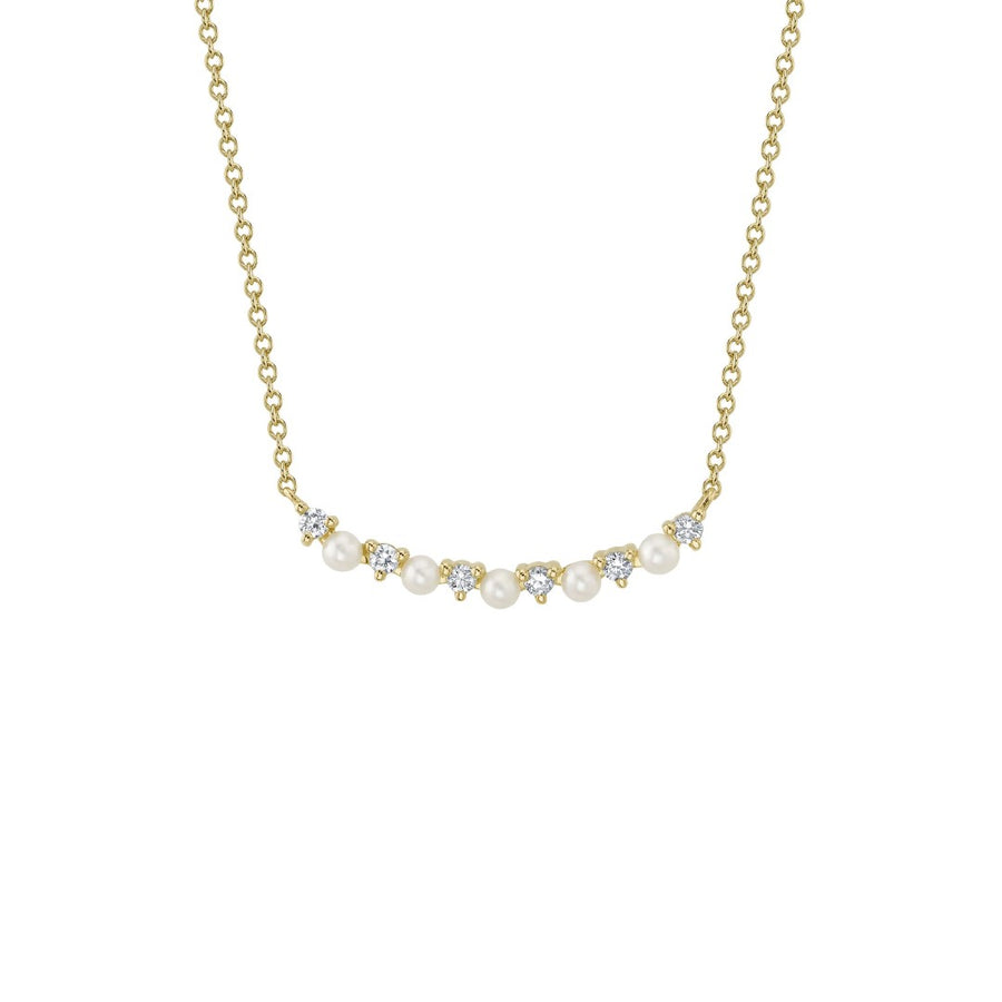 Shy Creation Cultured Pearl & Diamond Curved Necklace
