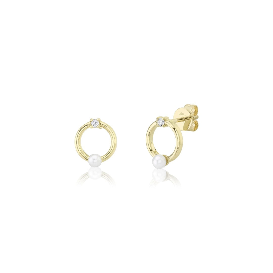 Shy Creation Cultured Pearl Open Circle Studs
