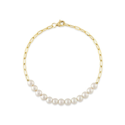 Shy Creation Cultured Pearl Paperclip Link Bracelet