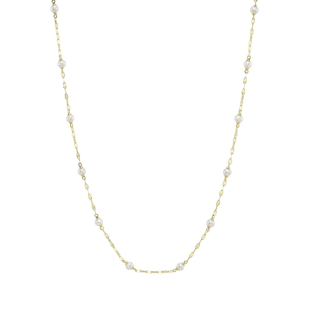 Shy Creation Cultured Pearl Sparkle Chain Necklace