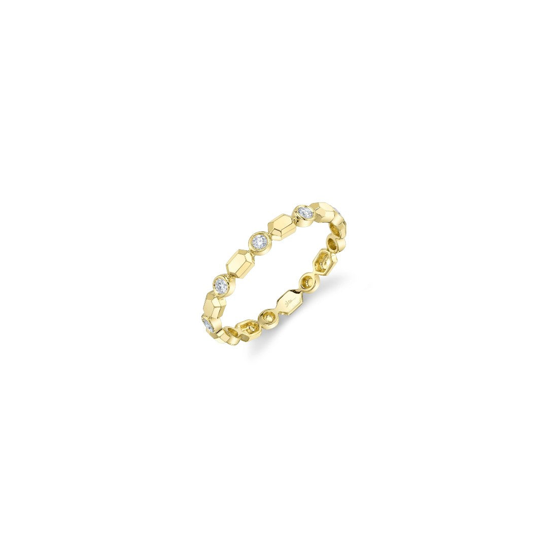Shy Creation Bezel Diamond Geo Cut Ring