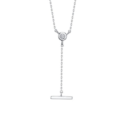 Shy Creation Diamond Bezel Lariat Necklace