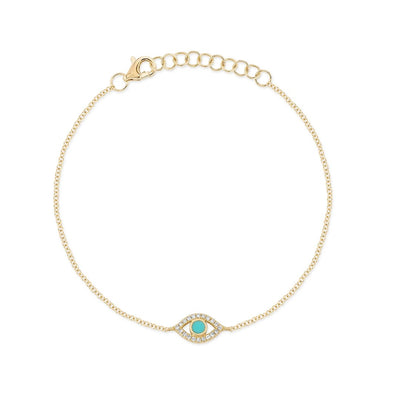 Shy Creation Diamond & Turquoise Evil Eye Bracelet