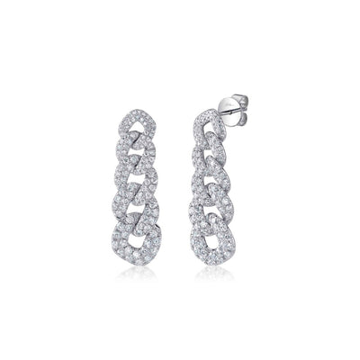 Shy Creation Diamond Cuban Link Drop Earrings