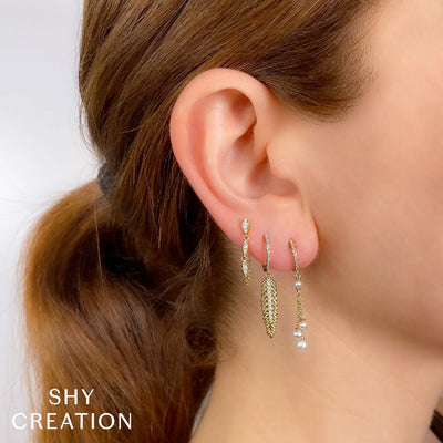 Shy Creation Marquise Diamond Front to Back Chain Earrings