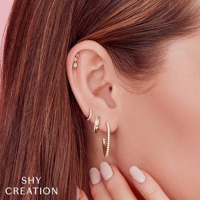Shy Creation Small Diamond Huggie Earrings
