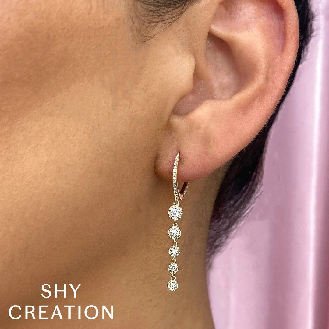 Shy Creation Diamond Circles Drop Earrings