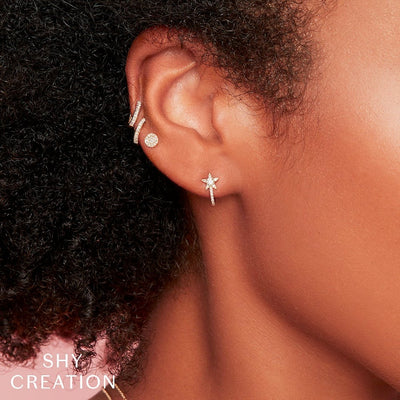 Shy Creation Small Pave Diamond Disc Studs