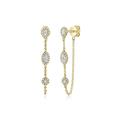 Shy Creation Diamond Front to Back Earrings