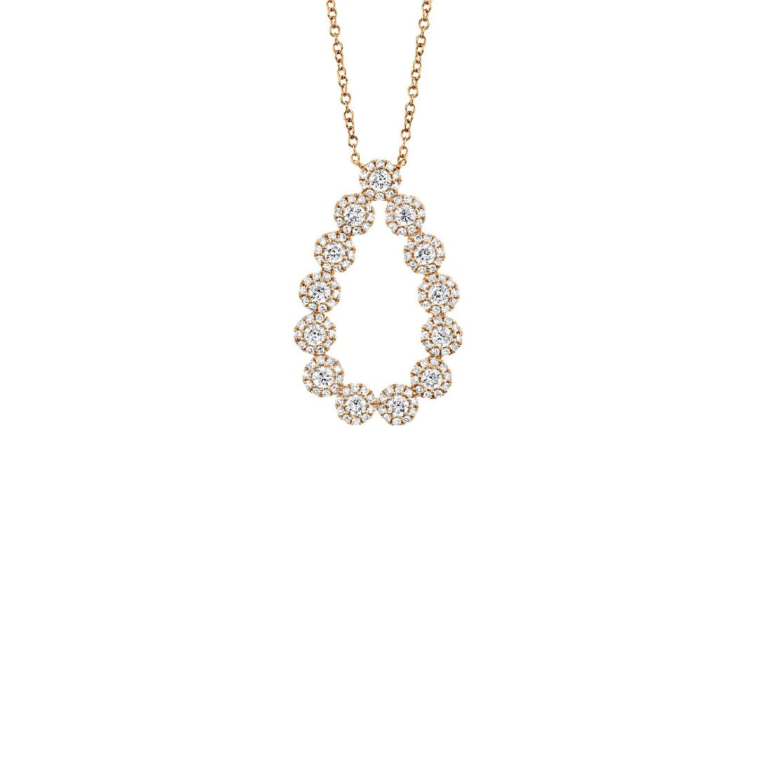 Shy Creation Diamond Halos Open Pear Necklace