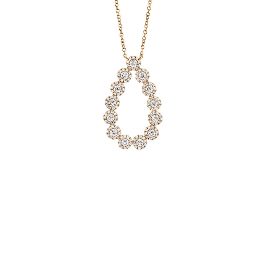 Shy Creation Diamond Halos Open Pear Necklace