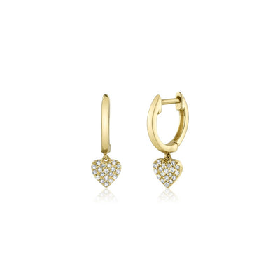 Shy Creation Diamond Heart Huggie Hoops
