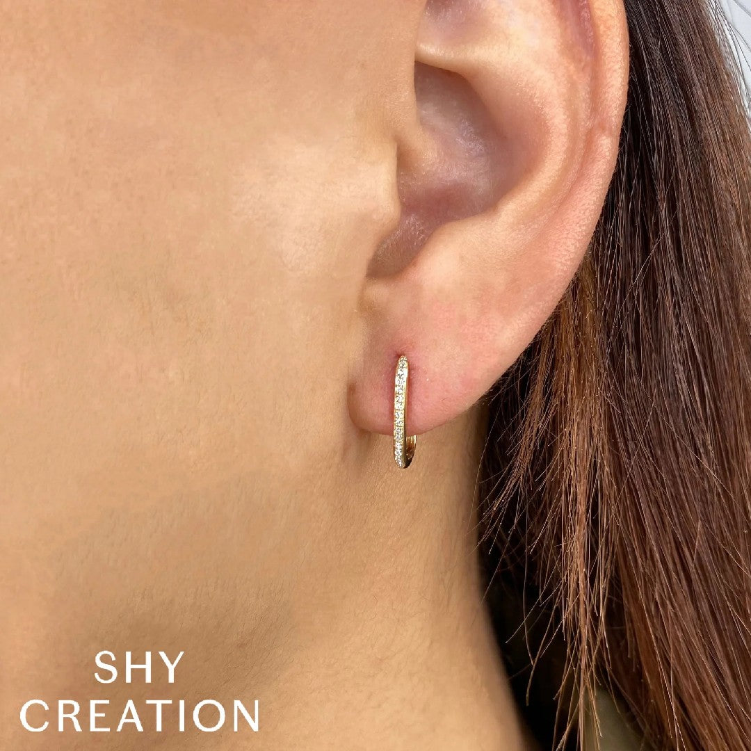 Shy Creation Oval Diamond Hoops