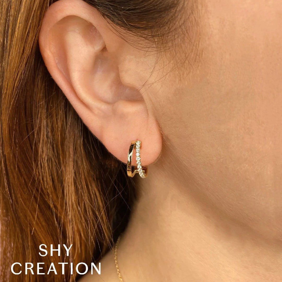 Shy Creation Diamond Split Hoops