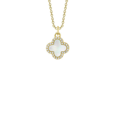 Shy Creation Diamond & Mother of Pearl Clover Necklace