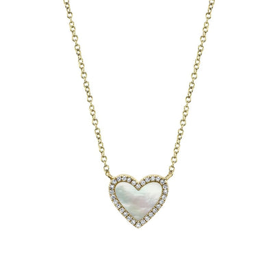 Shy Creation Diamond & Mother of Pearl Heart Necklace