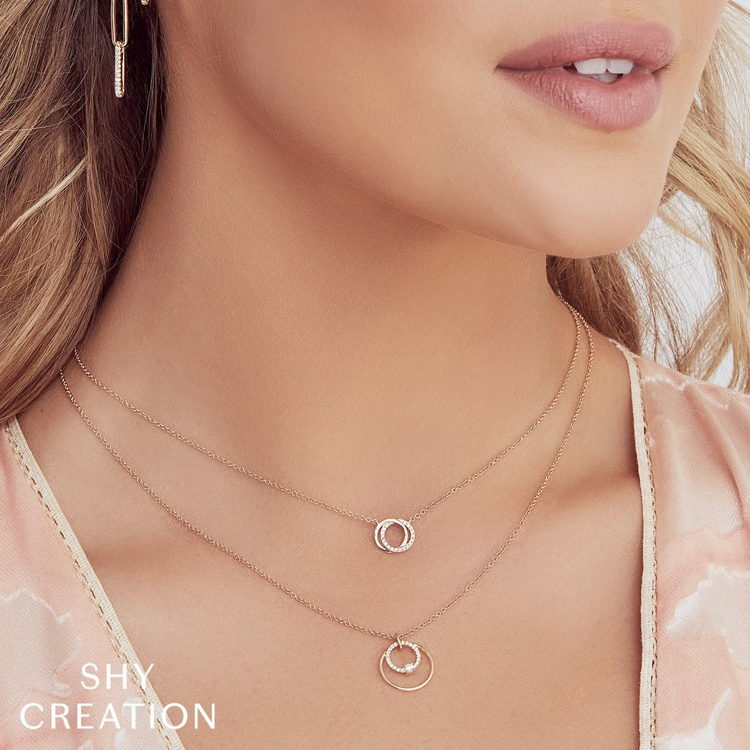 Shy Creation Diamond Double Circle Necklace