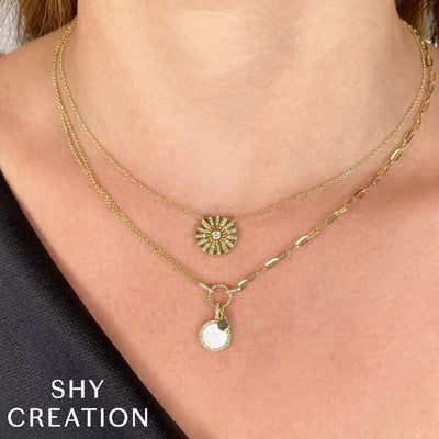 Shy Creation Round Diamond Disc Necklace