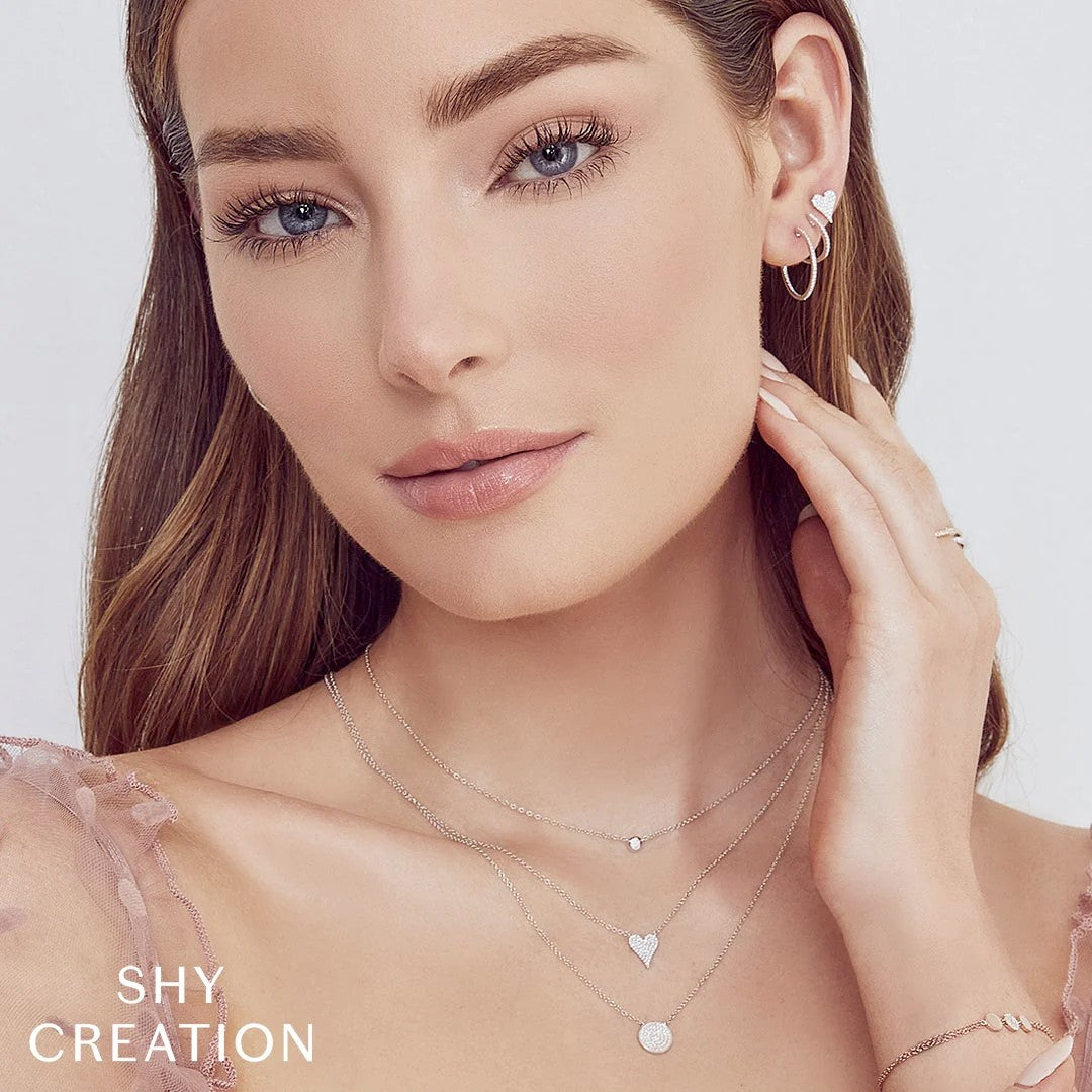 Shy Creation Pave Diamond Circle Necklace