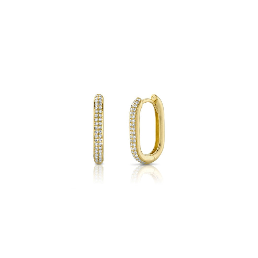 Shy Creation Diamond Oblong Hoops