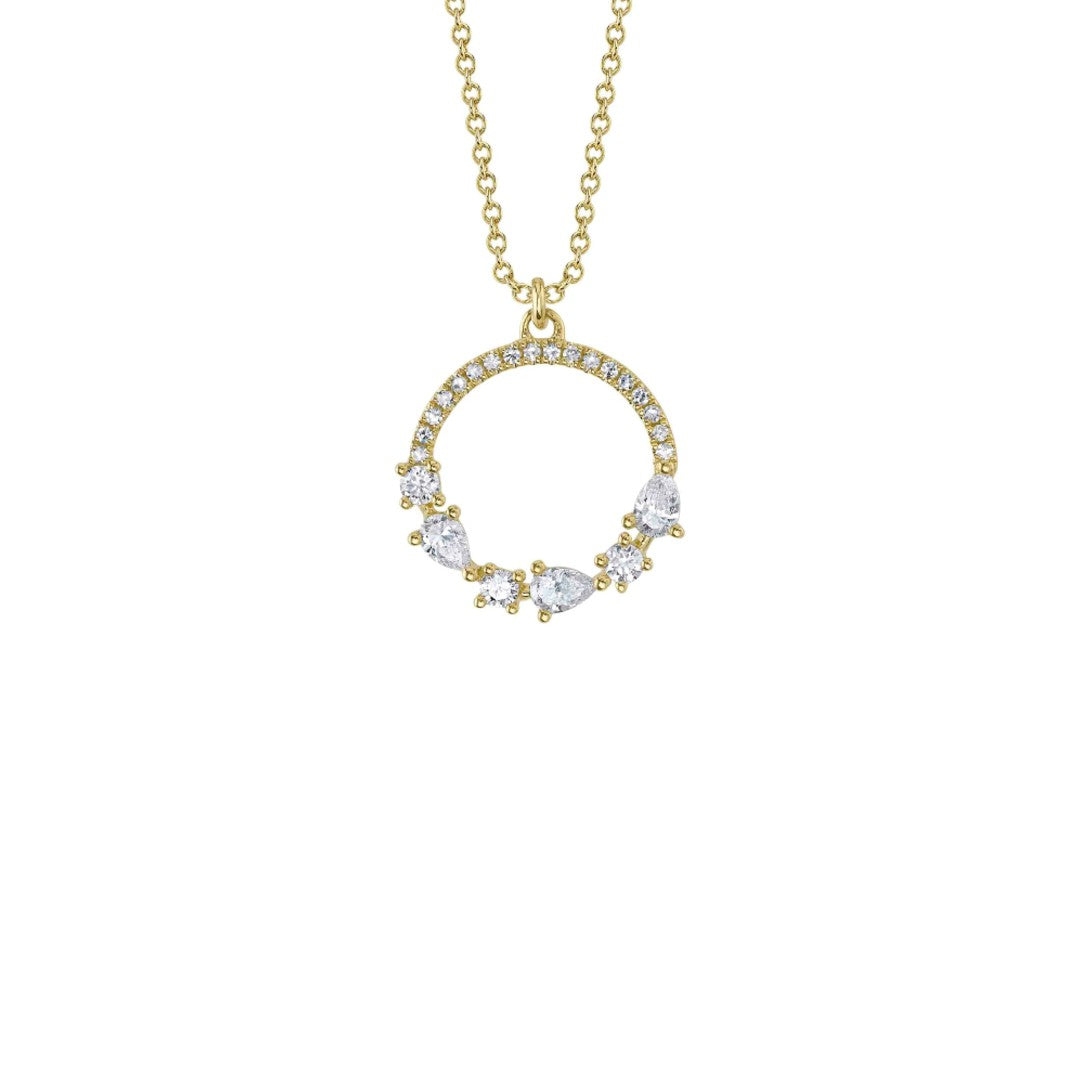 Shy Creation Diamond Pear Circle Necklace