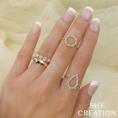 Shy Creation Open Circle Diamond Ring