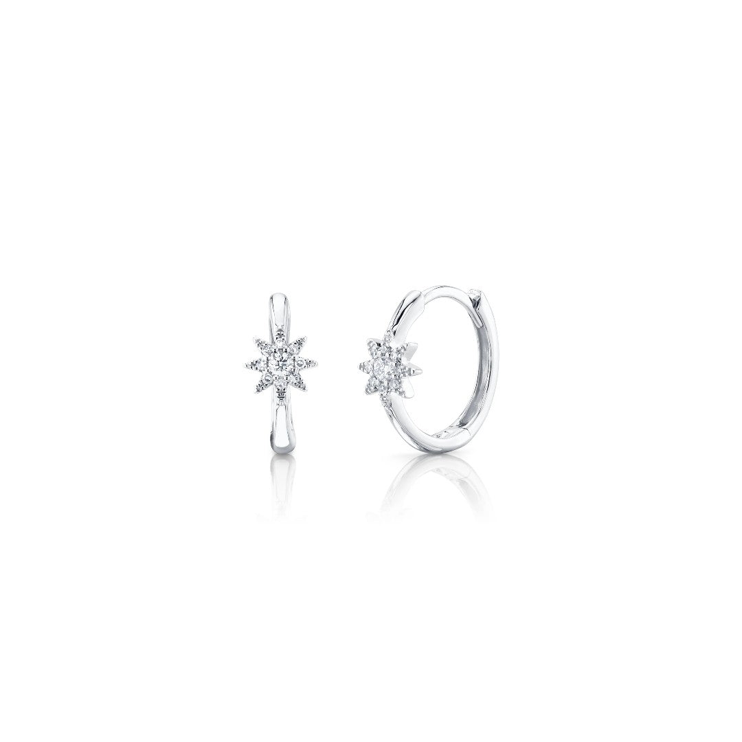 Shy Creation Diamond Starburst Huggie Hoops