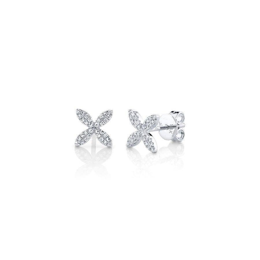 Shy Creation Diamond X Studs in White Gold