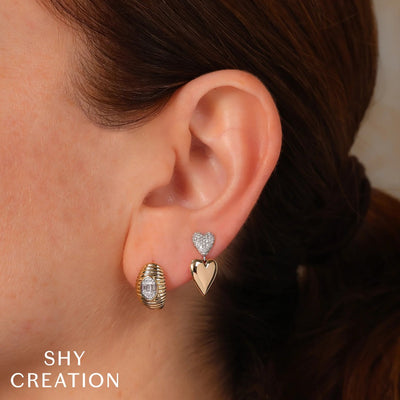 Shy Creation Double Heart Diamond Earrings