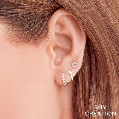 Shy Creation Small Pave Diamond Disc Studs