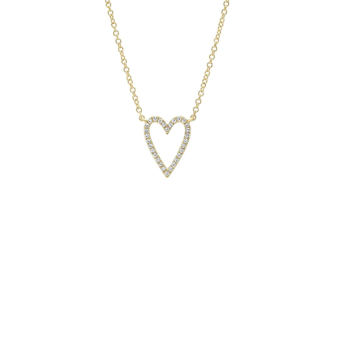 Shy Creation Elongated Diamond Open Heart Necklace