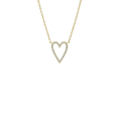 Shy Creation Elongated Diamond Open Heart Necklace