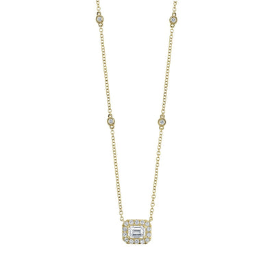 Shy Creation Emerald Cut Diamond Necklace