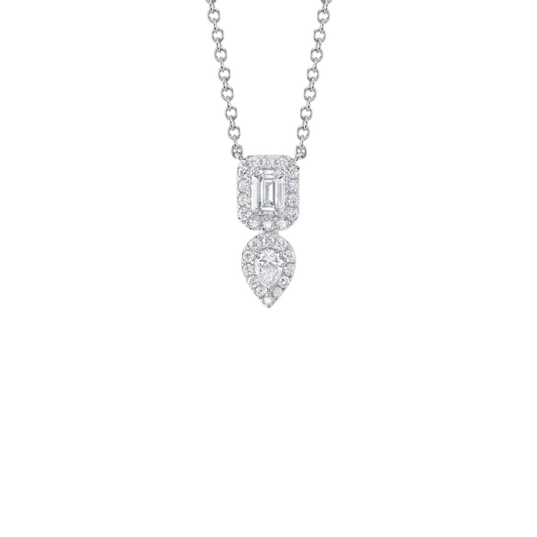 Shy Creation Emerald Cut & Pear Diamond Necklace