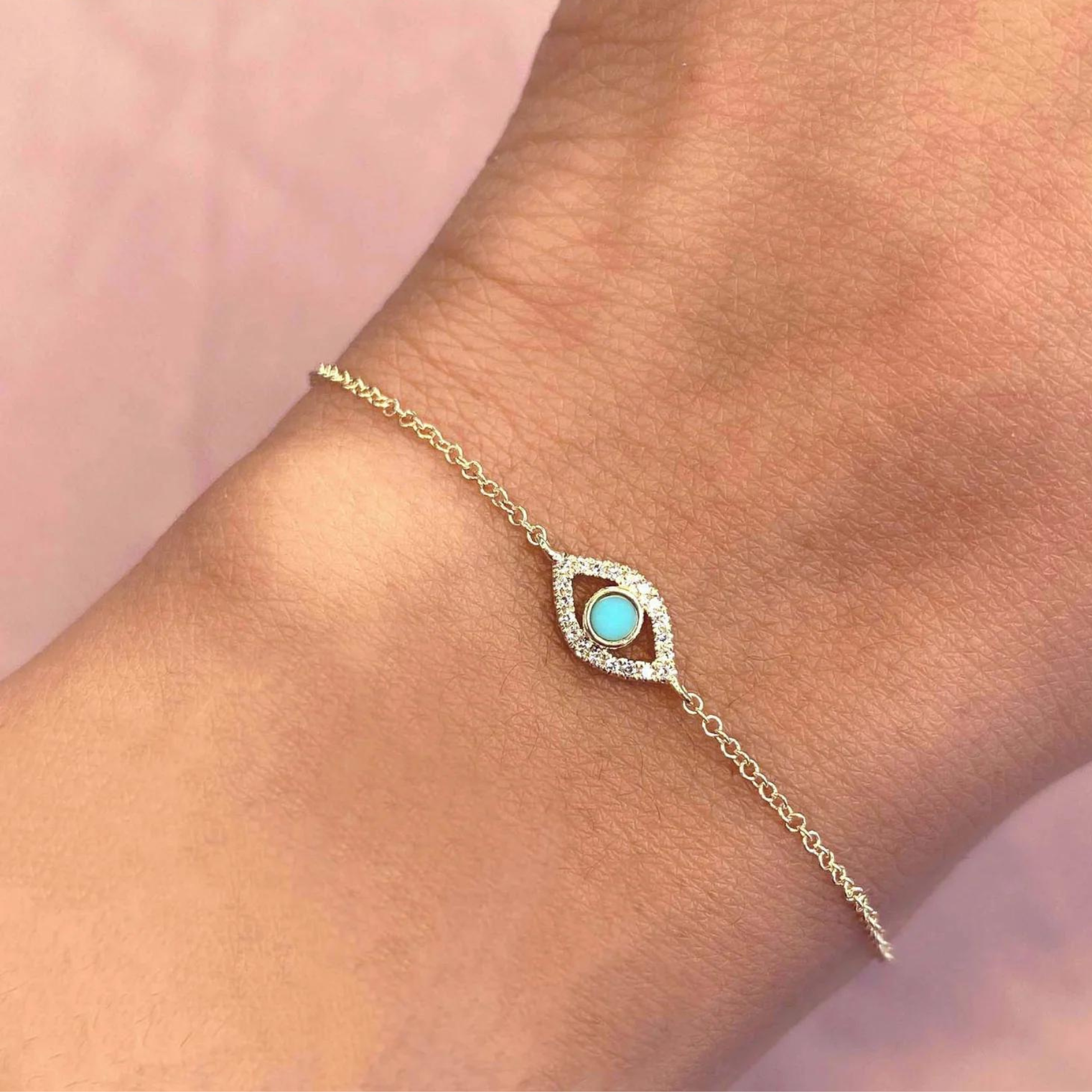 Shy Creation Diamond & Turquoise Evil Eye Bracelet