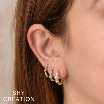 Shy Creation Cultured Pearl Beaded Hoops